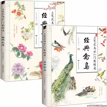 2 Cărți/Set Meticulos Flori și Păsări De la Intrarea La Master Pentru Incepatori Pictura Chineză Carte de Bază