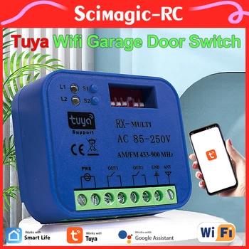 2CH Tuya Smartlife Wifi Universal Smart Switch RX Multi Garaj Telecomanda Receptor 433MHz-868MHz AC DC 9-30V 85-250V Alexa