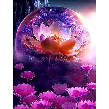 Diamant Broderie Roz Floare de Lotus 5D DIY cruciulițe Kituri de Pietre Pline Piața Diamant Rotund Pictura Decor Acasă Cadou