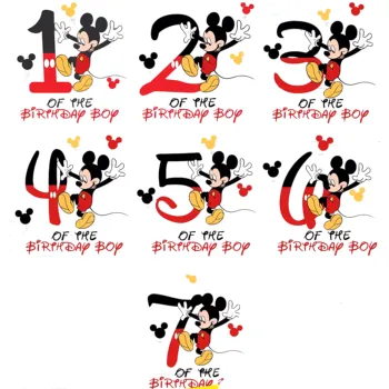 Disney Minnie Mouse zi de Naștere de Fier pentru transfer termic pentru Îmbrăcăminte Gril Ziua Diy Numărul 1-7 Termică Autocolant Patch-uri Consumabile Partid