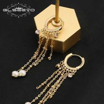 GLSEEVO Nouă Personalitate de Moda de Design Ciucure Zircon Cercei cu Perle Pentru Femei de Lux de Lumină Web Celebritate Temperament Bijuterii